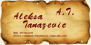 Aleksa Tanazević vizit kartica